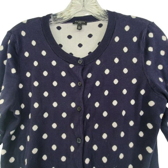 Talbot's Women's Long Sleeve Button Down Cardigan Polka Dot Size M - Picture 3 of 10